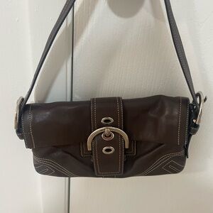 Vintage Coach baguette leather bag with silver hardware